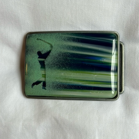 Buckle Rage Anja’s Design Glass Art Belt Buckle, 2 1/2 X 3 1/2. - Picture 1 of 4